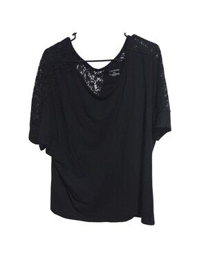 Lane Bryant Black Lace Accent Top Womens Plus Size 18 20 Dolman Sleeve Casual